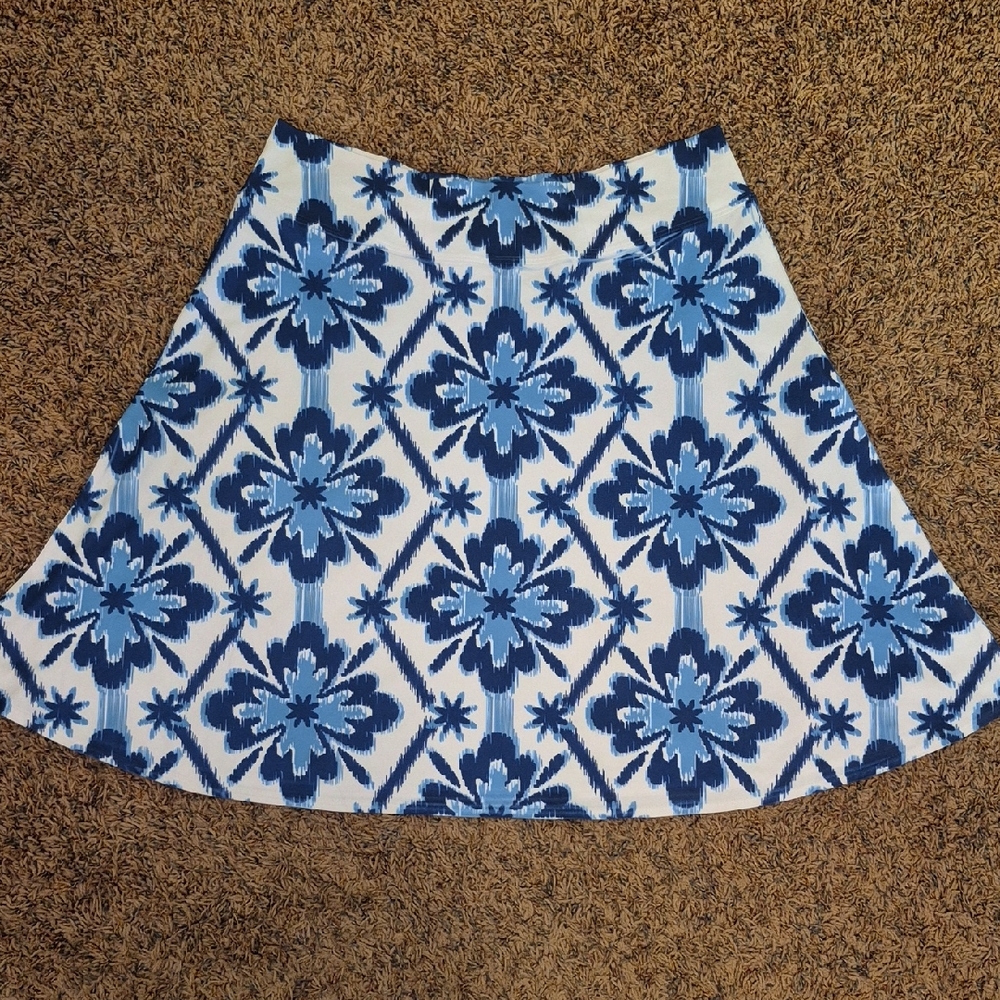 Before & Again Blue Floral Women's Skirt Large
